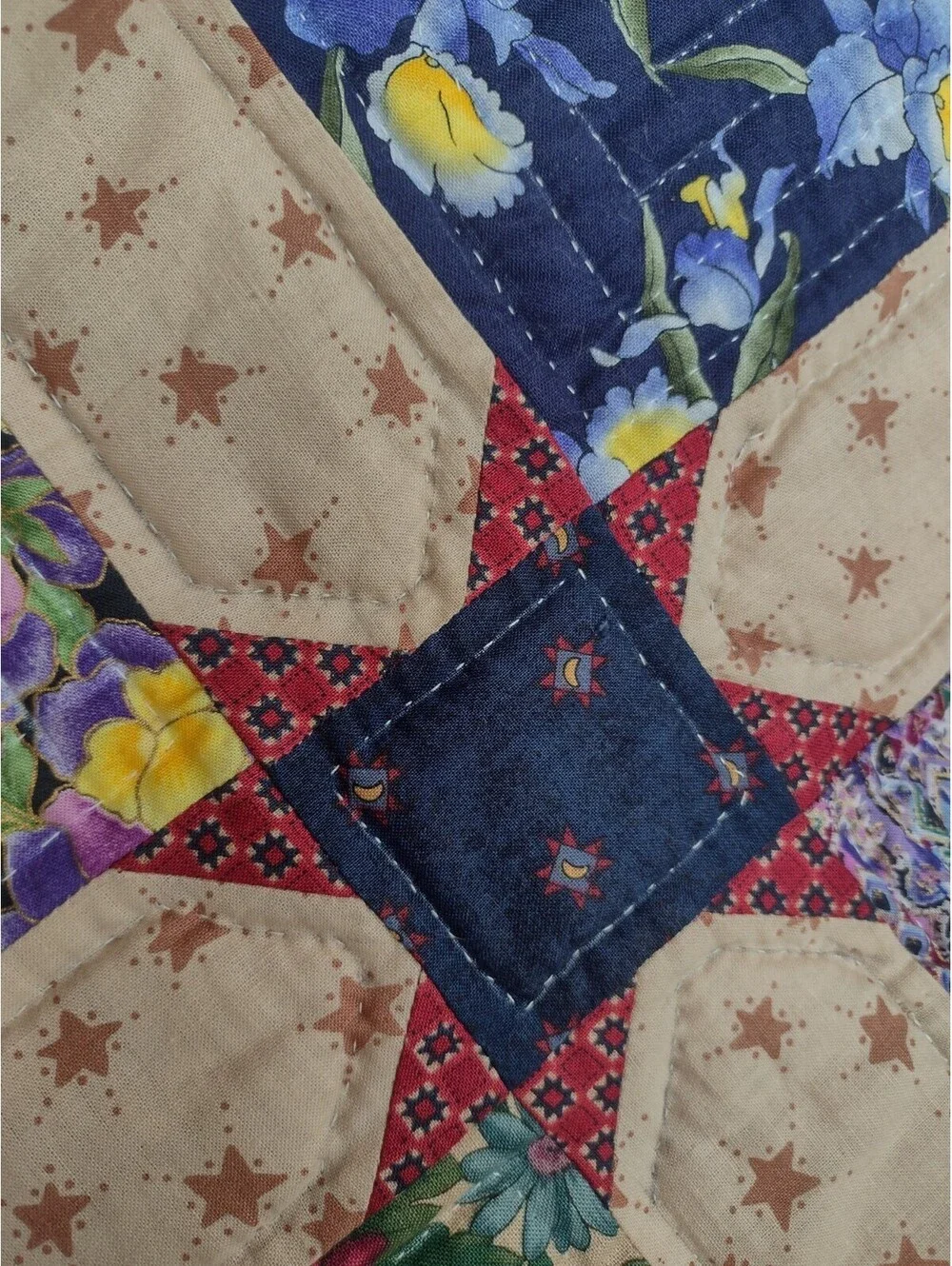 Handmade Quilted Wall Hanging Floral Patchwork Cottagecore Country Decor 34x26